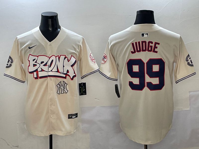 Men New York Yankees 99 Judge Cream four generations Joint Name 2025 Nike MLB Jersey style 4118